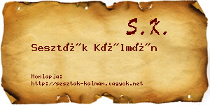 Seszták Kálmán névjegykártya